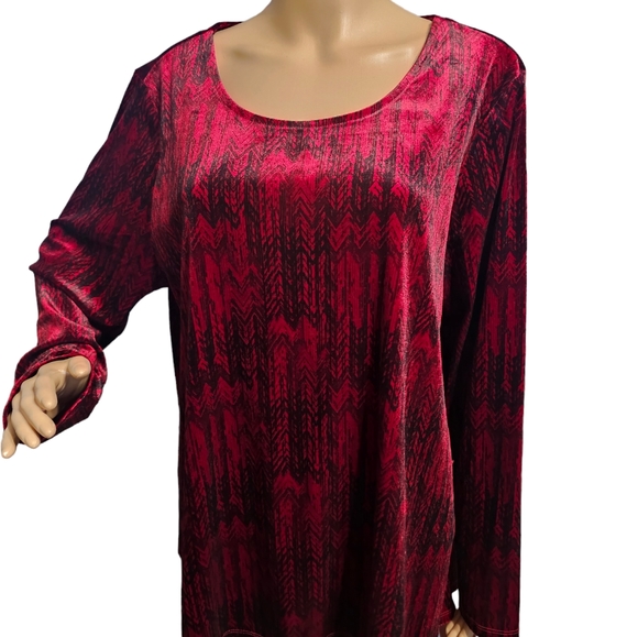 Intro Red&Black Women's Velvet Long Sleeves Shirt Sie XL NWT - Picture 1 of 8